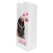 Sac Cadeau Pour Bouteille Cute Otter avec Coeurs roses Vous aimez jouer (Dos Angle)