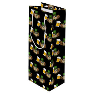 Sac Cadeau Pour Bouteille Cute Owl Boire Bière St Patrick's Day Motif