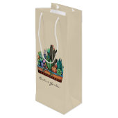 Sac Cadeau Pour Bouteille Cute Watercolor Cactus Garden (Dos Angle)