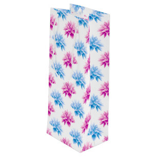 Sac Cadeau Pour Bouteille Dahlia Rose, Dahla Bleue, Motif Floral, Fleurs