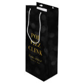 Sac Cadeau Pour Bouteille Dark Bokeh Faux Gold Pop Fizz Clink (Devant Angle)