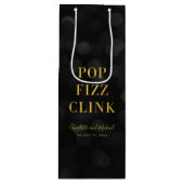 Sac Cadeau Pour Bouteille Dark Bokeh Faux Gold Pop Fizz Clink (Devant)