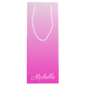 Sac Cadeau Pour Bouteille dégradé personnalisé à deux tons foncé rose chaud (Dos)