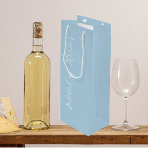 Sac Cadeau Pour Bouteille Demoiselle d'Honneur en écriture stylisée bleu cla