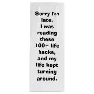 Sac Cadeau Pour Bouteille Désolé d'être des hacks de vie de mème tardif