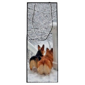 Sac Cadeau Pour Bouteille Deux Corgis en hiver (Dos)