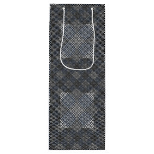 Sac Cadeau Pour Bouteille Diagonale 2tones du motif Checker.bx4x4 BLK BG