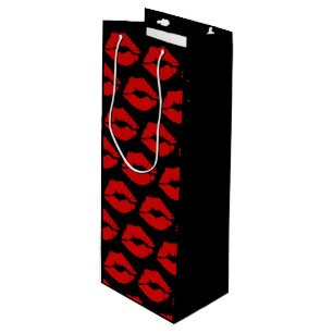 Sac Cadeau Pour Bouteille "Diva Lips" /Rouge