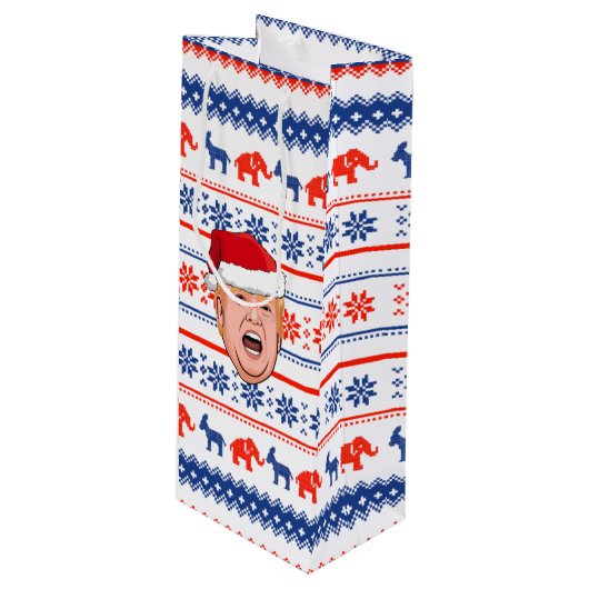 Sac Cadeau Pour Bouteille DONALD TRUMP Noël (Devant Angle)