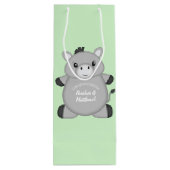 Sac Cadeau Pour Bouteille Donkey Baby shower Green (Dos)