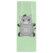 Sac Cadeau Pour Bouteille Donkey Baby shower Green (Devant)