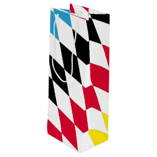 Sac Cadeau Pour Bouteille Drapeau bavarois diamant noir rouge jaune bleu mot