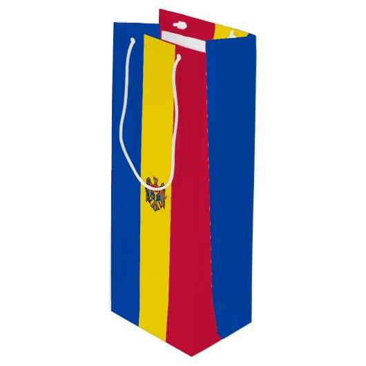 Sac Cadeau Pour Bouteille Drapeau de Moldavie (Devant Angle)