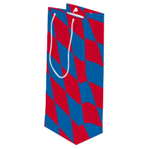 Sac Cadeau Pour Bouteille Drapeau diamant Bavière bleu et rouge Motif