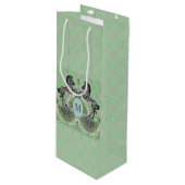 Sac Cadeau Pour Bouteille Dueling Zebra Monogramme Ctr (Devant Angle)