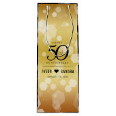 Sac Cadeau Pour Bouteille Élégant 50e anniversaire de Mariage d'or (Devant)