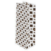 Sac Cadeau Pour Bouteille Elégant blanc et Brown Motif À damiers (Dos Angle)