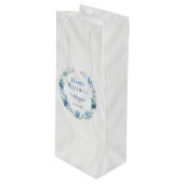 Sac Cadeau Pour Bouteille Elégant Floral Bleu Joyeux anniversaire (Devant Angle)