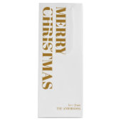 Sac Cadeau Pour Bouteille Élégant Gold Minimal Contemporary Joyeux Noël (Devant)