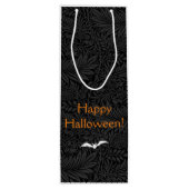 Sac Cadeau Pour Bouteille Élégant Halloween noir floral botanique (Dos)