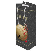 Sac Cadeau Pour Bouteille Élégant Jingle Bell, CROYEZ (Dos Angle)