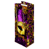 Sac Cadeau Pour Bouteille Elégant Masque Or (Dos Angle)