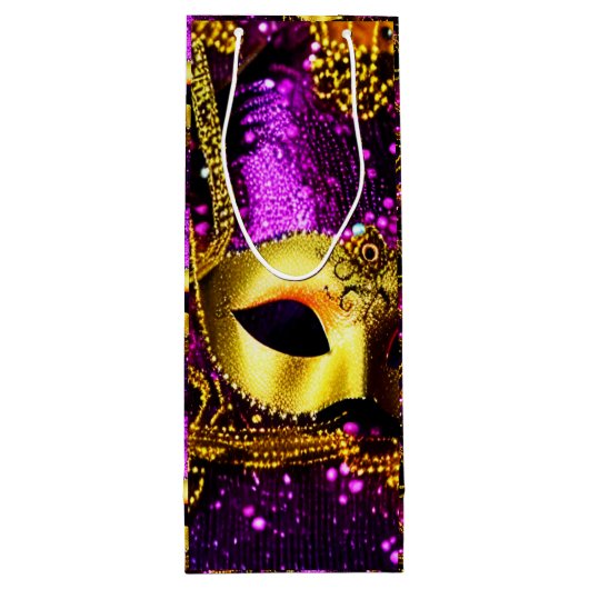 Sac Cadeau Pour Bouteille Elégant Masque Or (Dos)