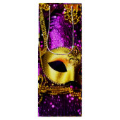 Sac Cadeau Pour Bouteille Elégant Masque Or (Devant)