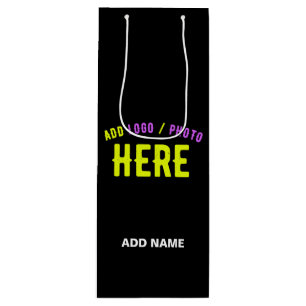 SAC CADEAU POUR BOUTEILLE ÉLÉGANT MODERNE PERSONNALISABLE NOIR MARQUE VÉRIFI