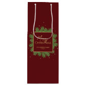 Sac Cadeau Pour Bouteille Élégant Moderne Rouge Bourgogne Noël Botanique (Devant)