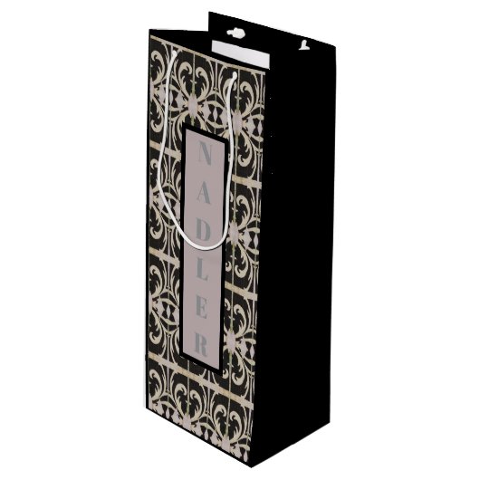 Sac Cadeau Pour Bouteille Élégant noir blanc (Devant Angle)