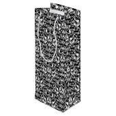 Sac Cadeau Pour Bouteille Élégant noir et blanc Damas (Dos Angle)