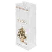 Sac Cadeau Pour Bouteille Élégant or Joyeux arbre de Noël Nom personnalisé (Dos Angle)