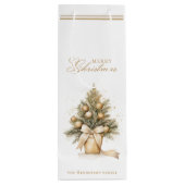 Sac Cadeau Pour Bouteille Élégant or Joyeux arbre de Noël Nom personnalisé (Dos)