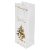 Sac Cadeau Pour Bouteille Élégant or Joyeux arbre de Noël Nom personnalisé (Devant Angle)