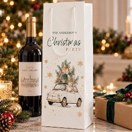 Sac Cadeau Pour Bouteille Élégant Père Noël aquarelle fête de Noël 
