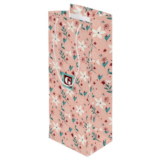 Sac Cadeau Pour Bouteille Élégant Pink Home froral (Dos Angle)