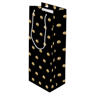 Sac Cadeau Pour Bouteille Élégant Pois noir et or Motif