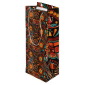 Sac Cadeau Pour Bouteille Élégant Vert "Impression Ancestrale Intemporelle"  (Dos Angle)