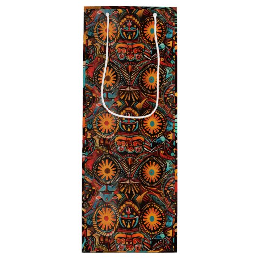 Sac Cadeau Pour Bouteille Élégant Vert "Impression Ancestrale Intemporelle"  (Devant)