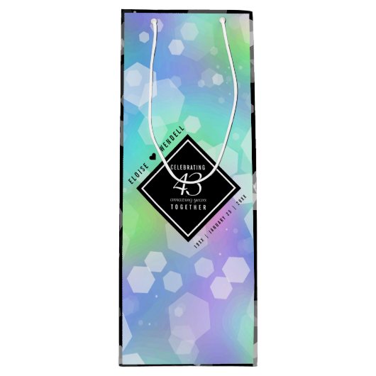 Sac Cadeau Pour Bouteille Élégante 43ème anniversaire du Mariage Opal (Devant)