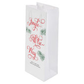 Sac Cadeau Pour Bouteille Élégante verdure Calligraphie rouge Noël (Devant Angle)
