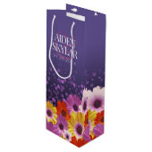 Sac Cadeau Pour Bouteille Élégantes marguerites avec Mariage à Parties scint (Devant Angle)