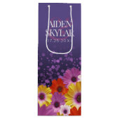 Sac Cadeau Pour Bouteille Élégantes marguerites avec Mariage à Parties scint (Devant)