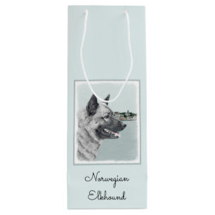 Sac Cadeau Pour Bouteille Elkhound norvégien à la peinture de village - Chie