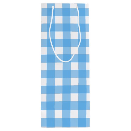 Sac Cadeau Pour Bouteille En vichy bleu ciel (Dos)