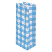 Sac Cadeau Pour Bouteille En vichy bleu ciel (Devant Angle)