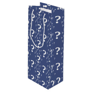 Sac Cadeau Pour Bouteille énigme point d'interrogation casse-tête bleu