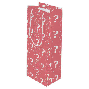 Sac Cadeau Pour Bouteille énigme point d'interrogation puzzle corail