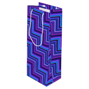 Sac Cadeau Pour Bouteille Escaliers à rayures bleues et violettes